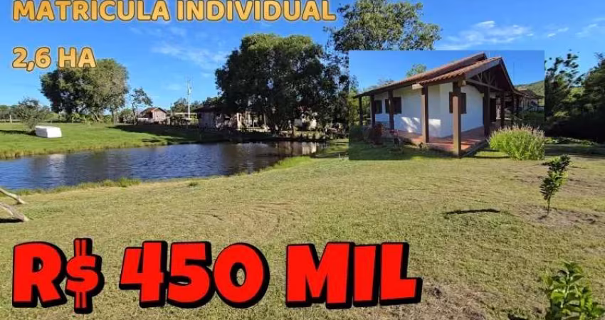 [675] CHACARA EM SANTO ANTÔNIO DA PATRULHA 2,6HA CASA AÇUDE VERTENTE ESCRITURA FIBRA ÓTICA