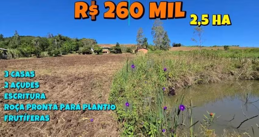 [833] CHÁCARA EM NOVA HARTZ COM 2,5 HA, ESCRITURA, POÇO ARTESIANO, AÇUDES, FRUTÍFERAS E ÁREA PRONTA PARA PLANTIO DE ROÇA