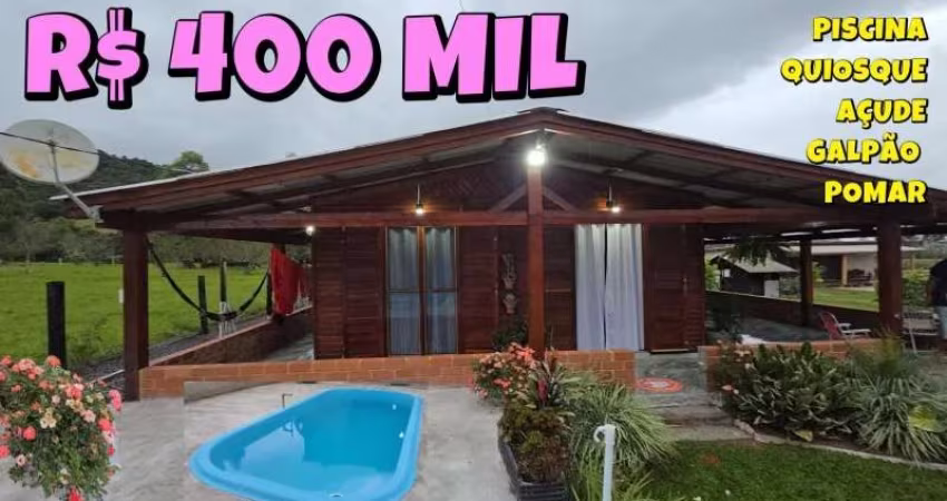 [835] CHÁCARA EM PAROBÉ COM PISCINA, QUIOSQUE, CASA, GALPÃO, POMAR, AÇUDE