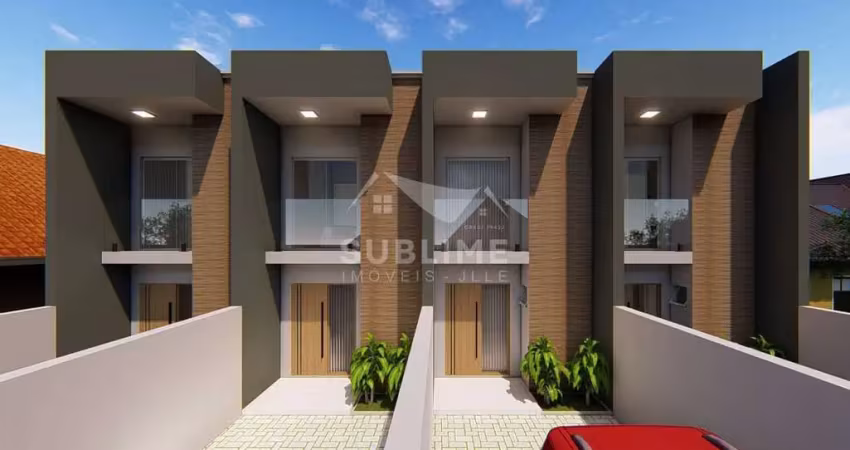 Sobrado geminado no bairro jardim iririú com 02 quartos