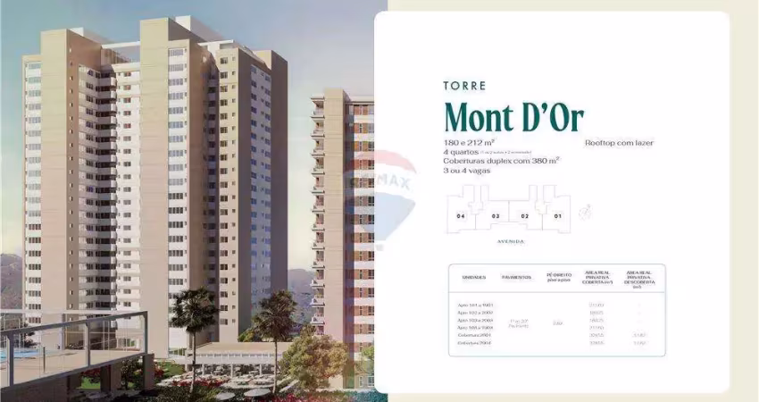LANÇAMENTO ALTO BELVEDERE MONT D’OR – Apartamentos de 04 quartos com 01 ou 02 suítes mais 02 semi-suítes no Vila da Serra, em Nova Lima/MG