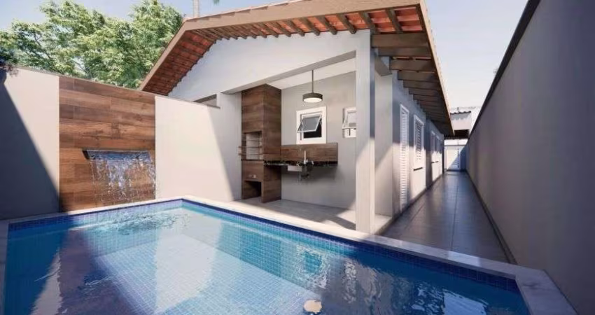 Casa com 2 quartos, piscina e área gourmet em Itanhaém.