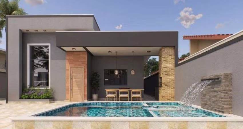 Casa com piscina e área gourmet com churrasquera em Itanhaém.