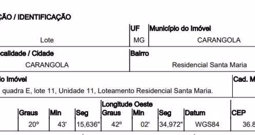 Oportunidade Única em CARANGOLA - MG | Tipo: Terreno | Negociação: Venda Direta Online  | Situação: Imóvel