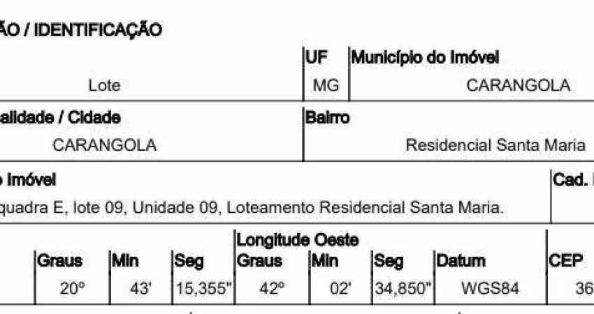 Oportunidade Única em CARANGOLA - MG | Tipo: Terreno | Negociação: Venda Direta Online  | Situação: Imóvel