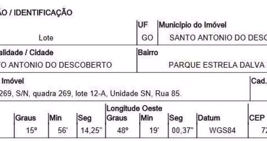 Oportunidade única em santo antonio do descoberto - go | tipo: terreno | negociação: venda online  | situação: imóvel