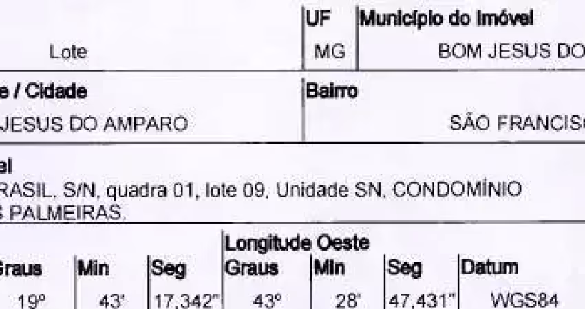 Oportunidade única em bom jesus do amparo - mg | tipo: terreno | negociação: licitação aberta  | situação: imóvel