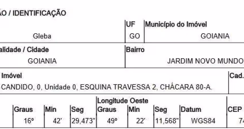 Oportunidade única em goiania - go | tipo: gleba urbana | negociação: leilão  | situação: imóvel