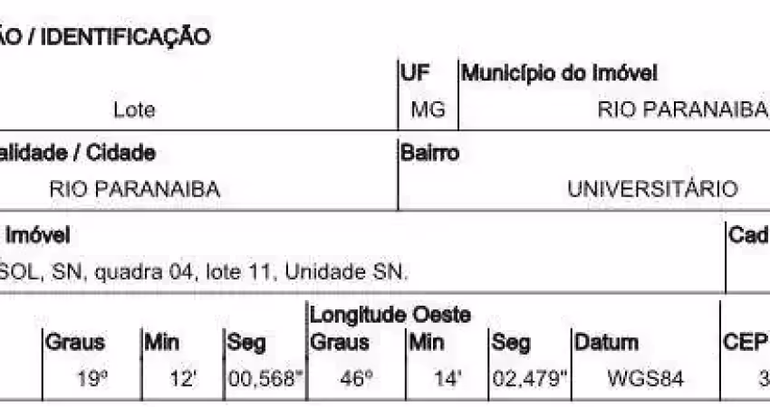 Oportunidade única em rio paranaiba - mg | tipo: terreno | negociação: leilão  | situação: imóvel