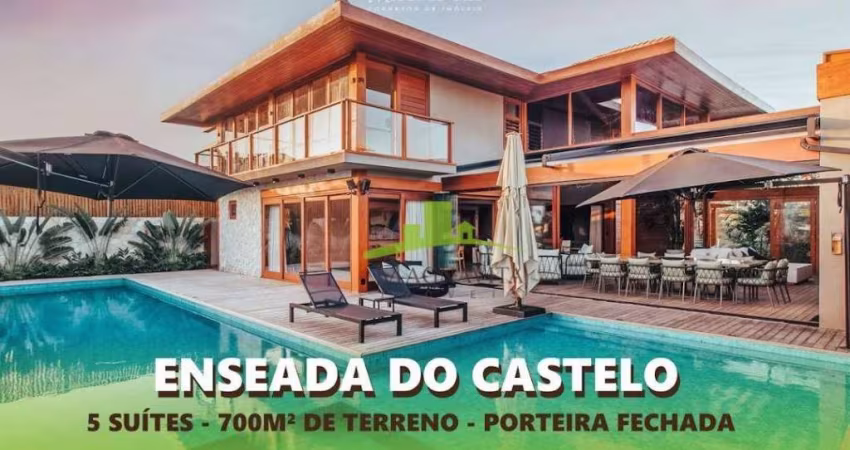 Mansão de Luxo à Venda, Enseada do Castelo, Praia do Forte 618m², 5 Suítes, Piscina, Área Gourmet, Porteira Fechada R$ 9.150.000,00