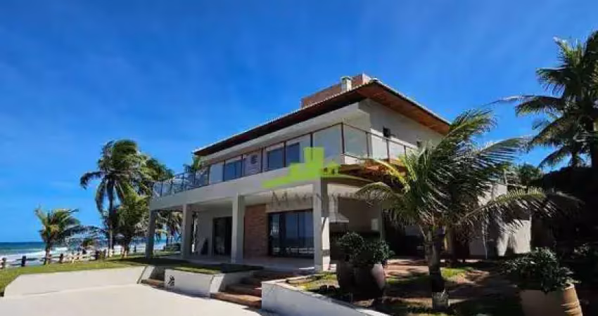 Casa alto padrão, frente mar em busca vida, 683m², 10 suítes, piscina, espaço gourmet, 6 vagas, imóvel exclusivo no litoral norte da bahia