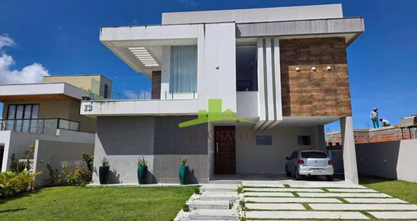 Alphaville Litoral Norte 3 | Casa à Venda, 404m², 4 Suítes, Energia Solar, Piscina com Hidro, Gourmet, Escritório. Alto Padrão. Elegância e Conforto!