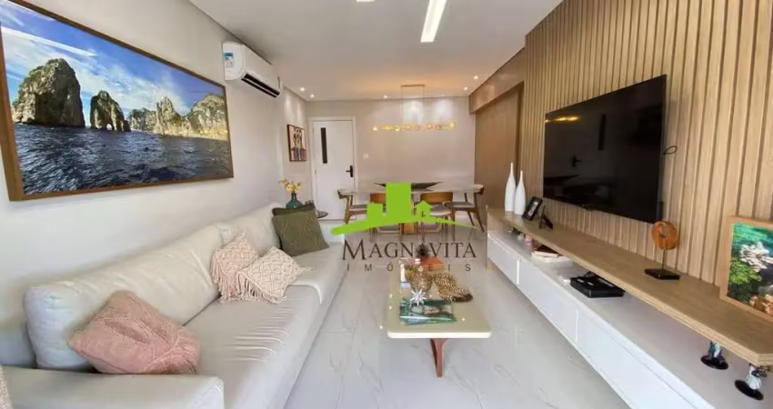 Seasons residence, aquarius. apartamento à venda com 126m², 3 suítes, varanda gourmet, gabinete, decorado, andar alto, 2 vagas, alto padrão imperdível