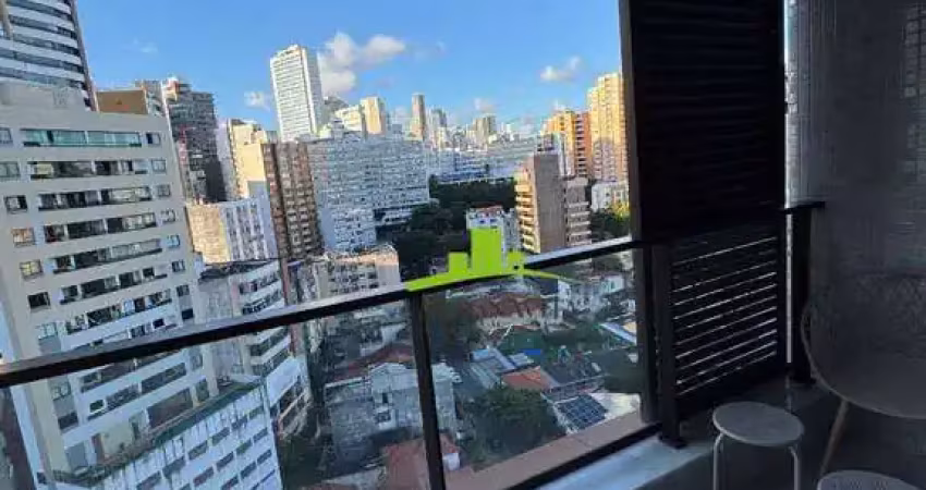 Zn barra. studio moderno à venda, 22m², varanda, nascente, mobiliado, vista livre, infraestrutura rooftop. alto padrão. próximo farol da barra