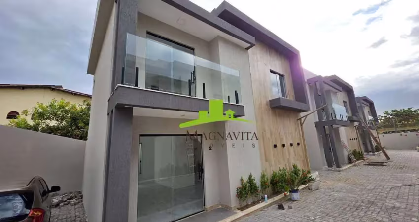 Vilas do atlântico casa solta condomínio fechado, 132m², 4 quartos, 1 suíte com varanda, área gourmet, 1 vaga. alto padrão, 70m da praia. oportunidade