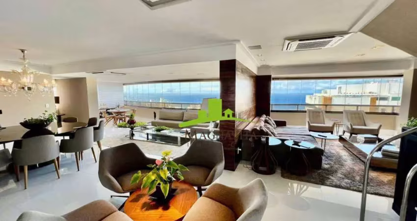 Mansão ville imperial. cobertura alto luxo à venda 364m², 4 suítes, gabinete, porteira fechada, vista mar panorâmica. piscina. automação. pituba ville