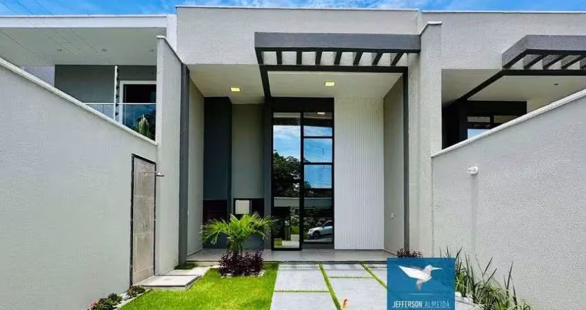 Lançamento! casa plana próximo a avenida maestro lisboa no bairro lagoa redonda, varanda gourmet, 03 suítes, sala com pé direito duplo, cozinha americana, 02 vagas