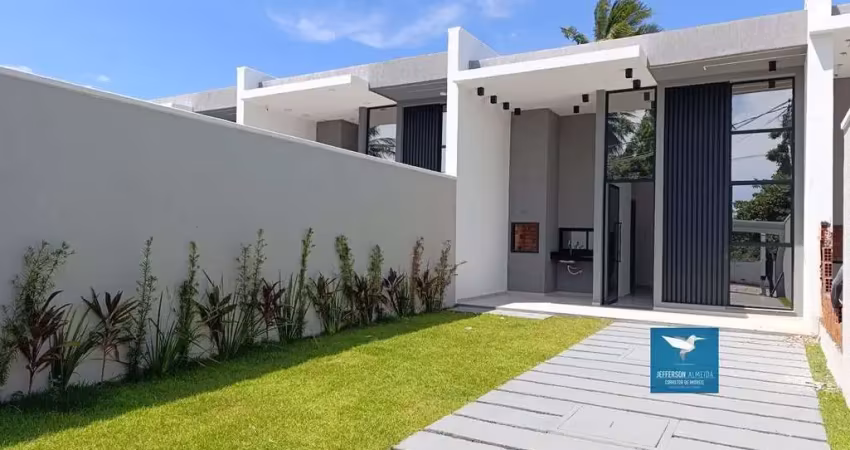 Últimas unidades! casa plana nova em rua sem saída próximo a avenida maestro lisboa com vista para a lagoa, varanda gourmet, 03 suítes, sala com pé direito alto, cozinha integrada, 02 vagas