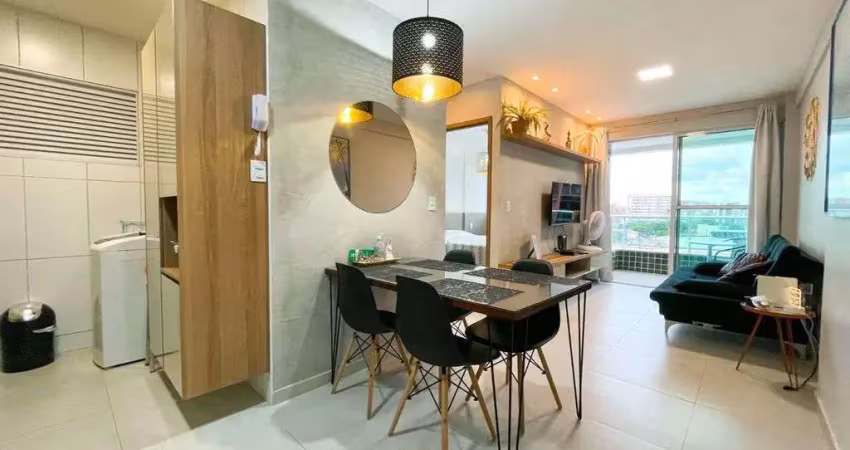 Apartamento quarto e sala totalmente mobiliado e decorado bem pertinho da praia
