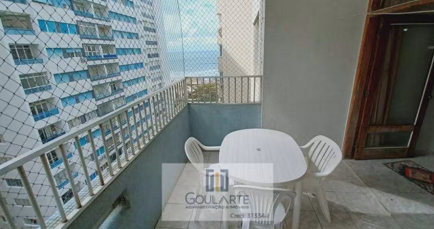 Apartamento alto padrão com 3 dormitórios sendo 1 suíte + dormitório de serviço, sacada vista lateral do mar na praia da Pitangueiras-Guarujá/SP.