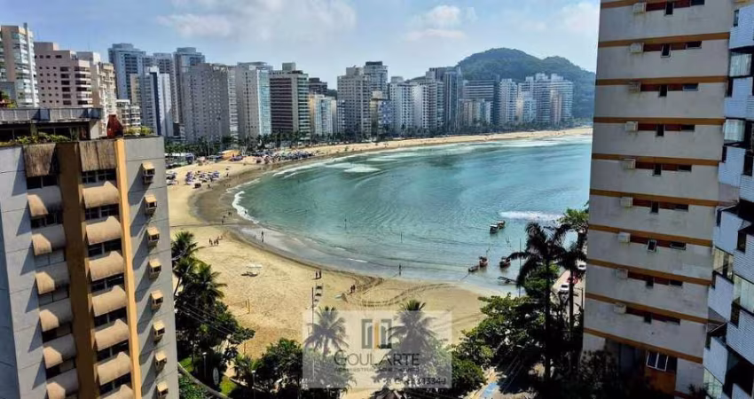 Apartamento vista mar com sacada gourmet, 3 suítes climatizadas em condomínio clube frente mar, ASTÚRIAS - Guarujá/SP.