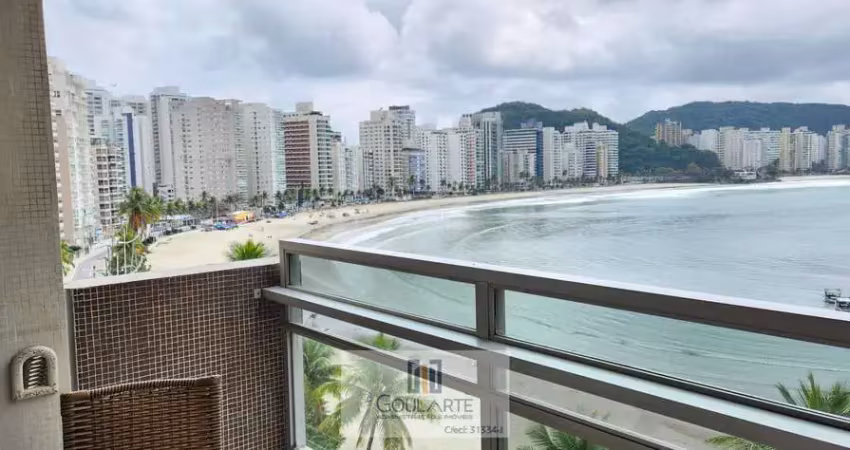 Apartamento alto padrão com acesso a sacada vista mar, sala 3 ambientes climatizada na praia das astúrias-guarujá/sp.