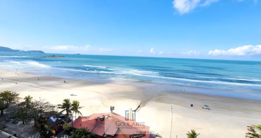 Apartamento alto padrão com acesso a sacada frente mar, 2 dormitórios sendo 1 suíte com sacada privativa + 1 dormitório de serviço, na praia das pitangueiras - guarujá sp.