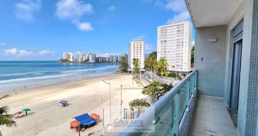 Apartamento alto padrão com acesso a sacada frente mar, 3 dormitórios sendo 1 dormitório de serviço na praia das pitangueiras - guarujá sp.