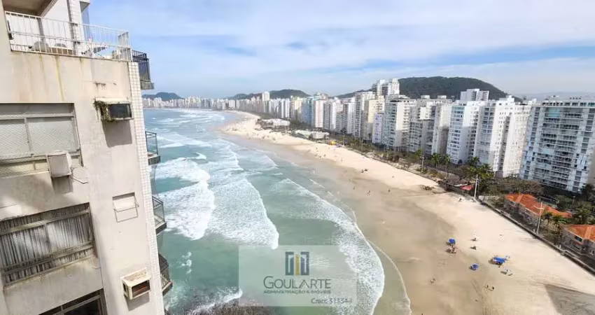 Apartamento alto padrão com sacada vista mar, 4 dormitórios climatizados sendo 1 suíte + 1 dormitório de serviço, na praia da pitangueiras - guarujá/sp.