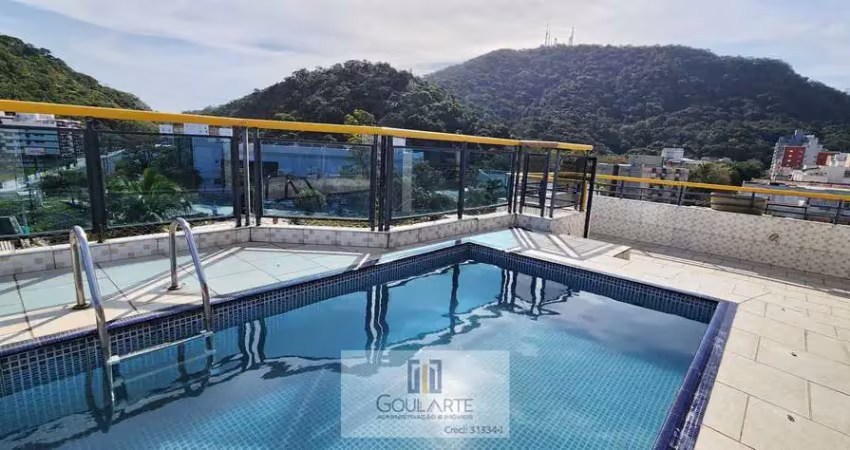 Cobertura alto padrão com sacada gourmet e vista parcial do mar, com lazer no condomínio e 3 dormitórios climatizados sendo 1 suíte, lado praia da enseada - guarujá/sp.