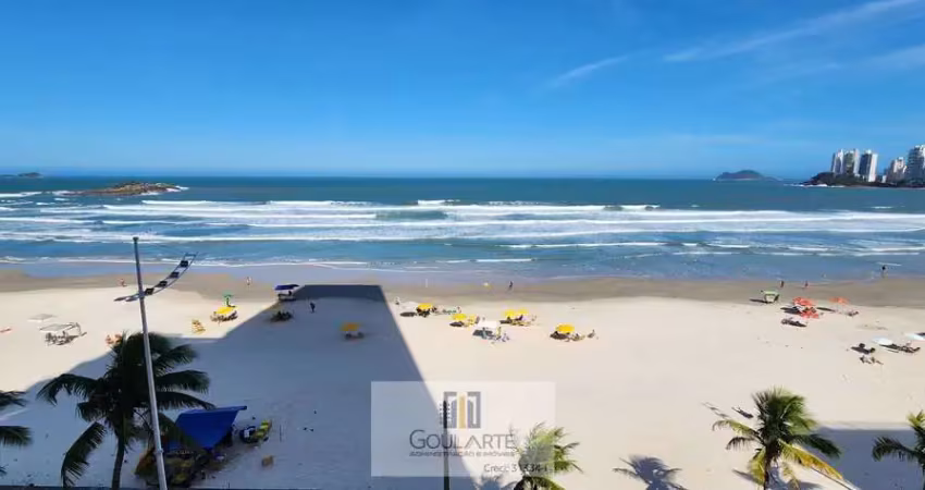 Apartamento alto padrão com acesso a sacada frente mar, 3 dormitórios sendo 1 suíte climatizada + dormitório de serviço, na praia das pitangueiras - guarujá/sp.