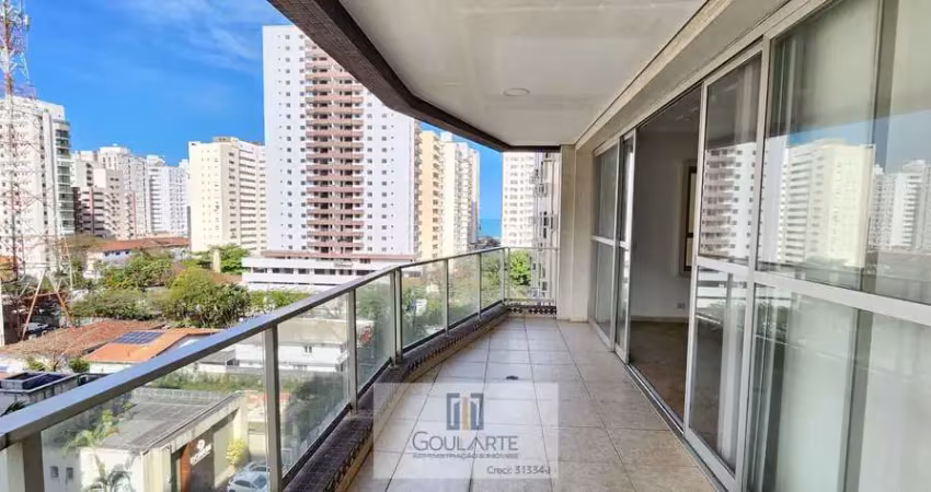 Apartamento alto padrão com acesso a sacada ampla vista lateral mar, 4 dormitórios sendo 3 suítes e lazer no condomínio, na praia das pitangueiras - guarujá/sp.