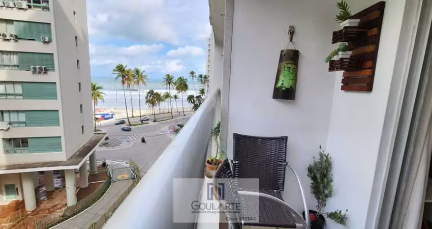 Apartamento com acesso a sacada vista lateral mar, 2 dormitórios climatizados sendo 1 suíte +  dormitório de serviço , à 100 metros do mar em pitangueiras - guarujá/sp