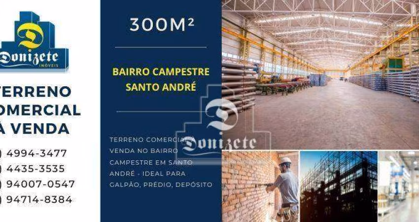 Terreno, 300 m² - venda por R$ 549.500,00 ou aluguel por R$ 3.666,67/mês - Campestre - Santo André/SP