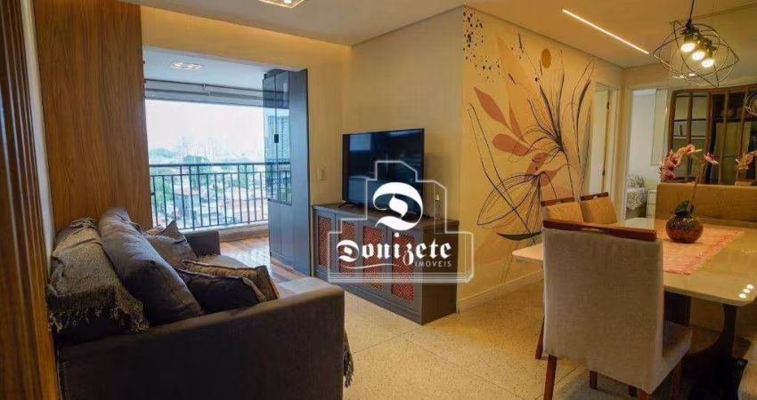 Apartamento com Sacada Gourmet  63m2a/u 2dormitórios e 1 vaga  à venda, 63 m² por R$ 586.000 - Vila Pires - Santo André/SP