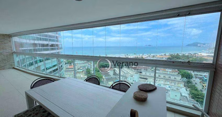 Praia da Enseada no Guarujá, Andar Alto com Vista Total do Mar, lazer de clube, 2 vagas na garagem