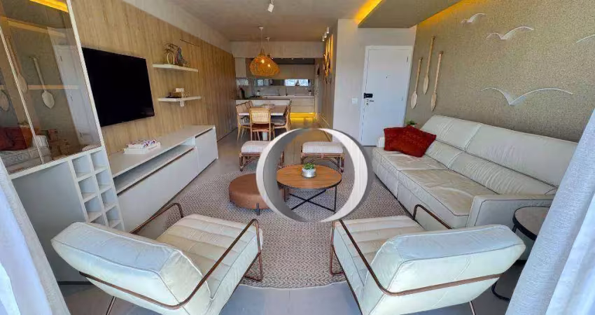 Apartamento deslumbrante, moderno e sofisticado, pé na areia, vista total para o mar e lazer clube