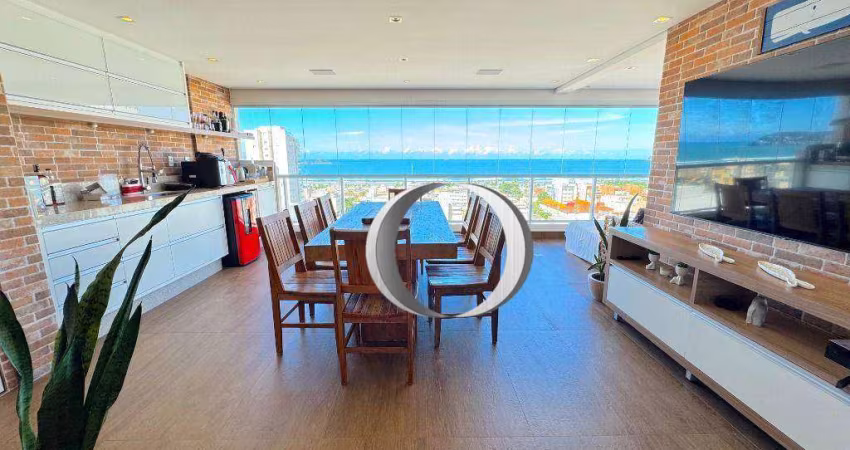 Apartamento com vista para o mar, 3 quartos (sendo 1 suíte), 2 vagas à venda, 105 m² por R$ 1.180.000 - Enseada - Guarujá/SP