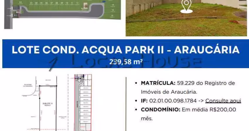 Terreno à venda em araucária, capela velha, 239,58m²