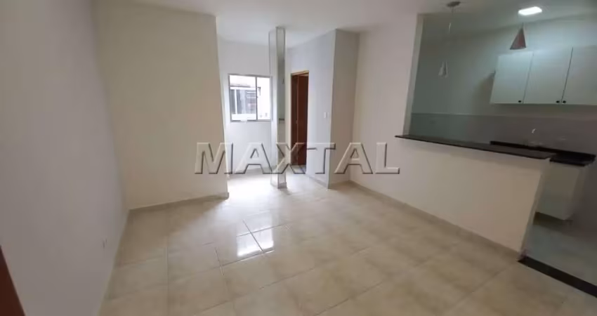 Apartamento com 36m², 1 dormitório, sala, cozinha, banheiro com box e área de serviço.