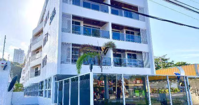 Flat à beira mar com 1 dormitório, sala para 2 ambientes com cozinha americana integrada à venda, 51 m² por r$ 700.000 - cabo branco - joão pessoa/pb