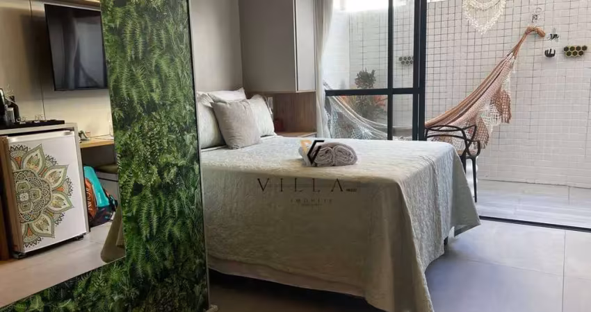 Flat a 50m do mar com 1 dormitório, sala, cozinha e varanda integradas à venda, 24 m² por r$ 455.000 - jardim oceania - joão pessoa/pb
