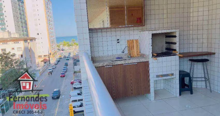 Apartamento vista mar meia quadra da praia  com 3 dormitórios à venda, 119 m² por r$ 750.000 - guilhermina - praia grande/sp