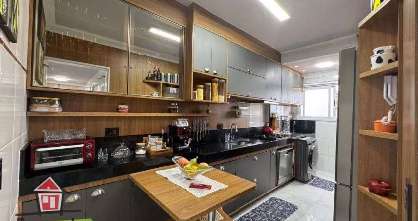 Belíssimo partamento mobiliado e planejado com 2 dormitórios à venda, 68 m² por r$ 700.000 - canto do forte - praia grande/sp
