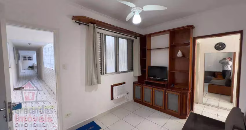 Apartamento mobiliado 1 dormitório, elevador 50 metros da praia para alugar definitivo pacote  30 m² por r$ 2.100 mês no boqueirão em  praia grande/sp