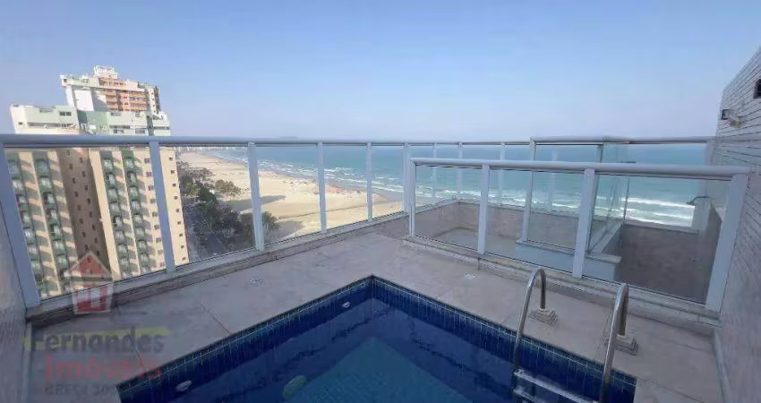 Cobertura duplex com piscina frente mar à venda por r$2.300.000 aviação praia grande/sp.