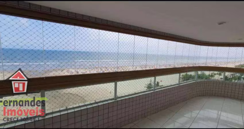 Apartamento alto padrão frente mar com 3 suítes mais dependência  à venda, 130 m² por r$ 1.200.000 - aviação - praia grande/sp
