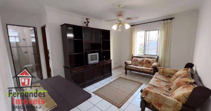Apartamento semi-mobiliado com 1 dormitório para alugar definitivo pacote, 50 m² por R$ 1.750/mês - Canto do Forte - Praia Grande/SP
