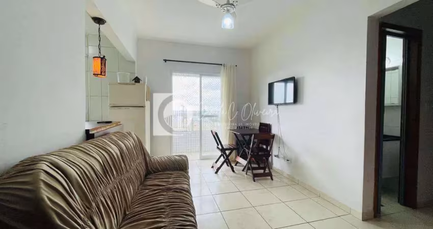 Apartamento vista lateral mar  com 1 quarto mobiliado, mirim