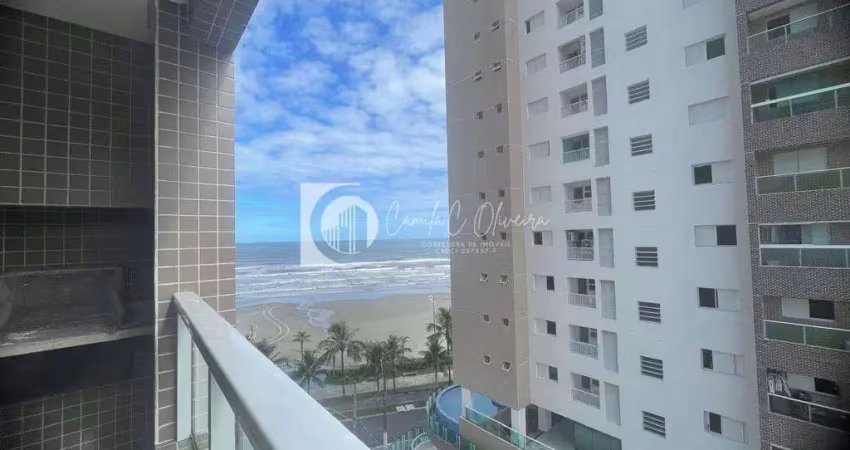 Apartamento vista lateral mar, 2 quartos, real, praia grande